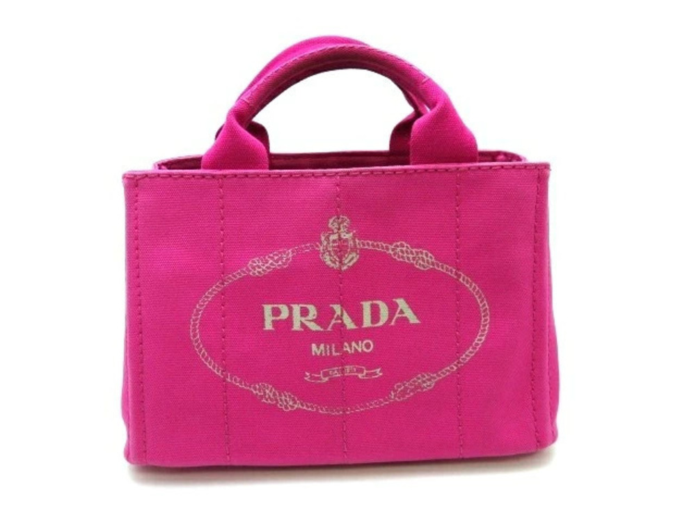 Prada Canapa Shoulder Bag Handbag Canvas Pink